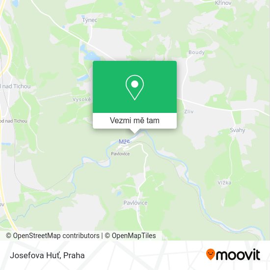 Josefova Huť mapa