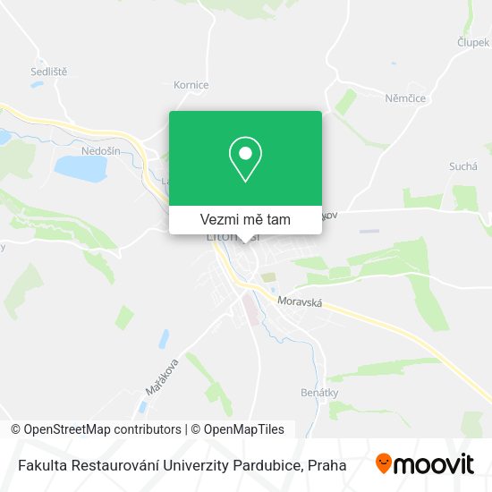 Fakulta Restaurování Univerzity Pardubice mapa