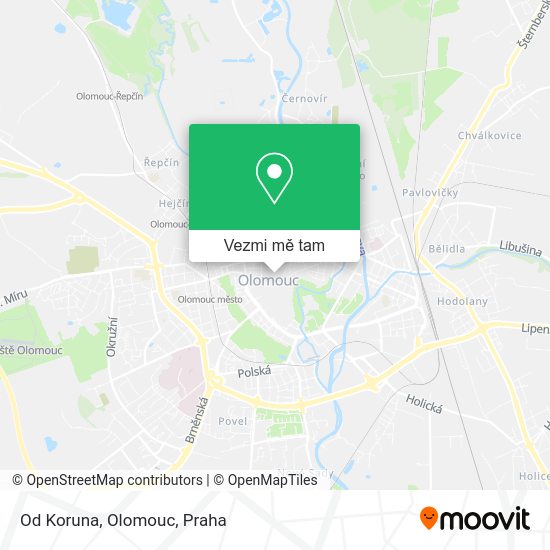 Od Koruna, Olomouc mapa