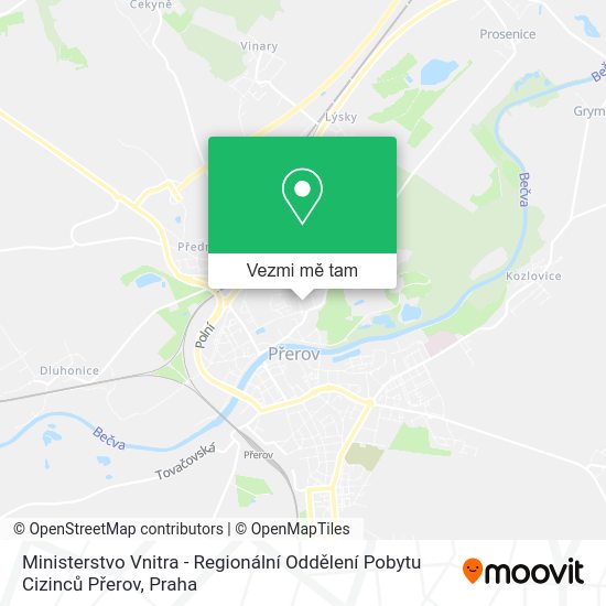 Ministerstvo Vnitra - Regionální Oddělení Pobytu Cizinců Přerov mapa