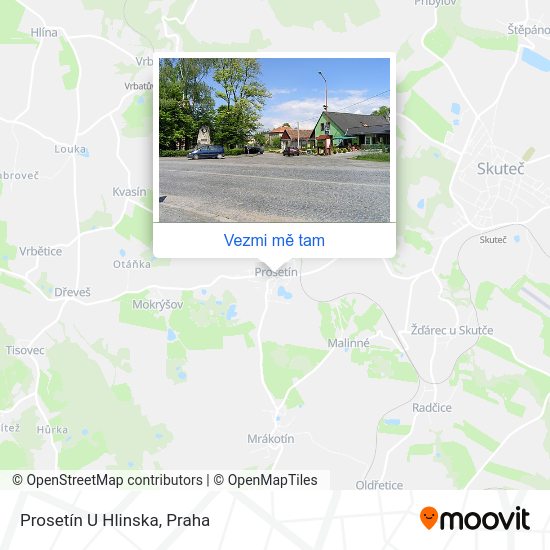 Prosetín U Hlinska mapa