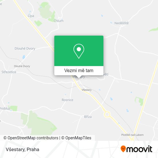 Všestary mapa