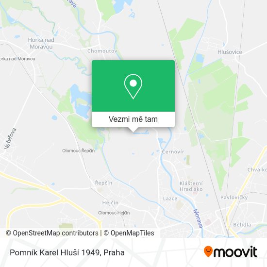 Pomník Karel Hluší 1949 mapa
