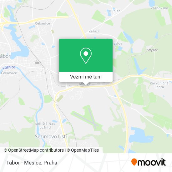 Tábor - Měšice mapa
