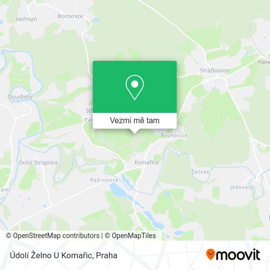 Údolí Želno U Komařic mapa