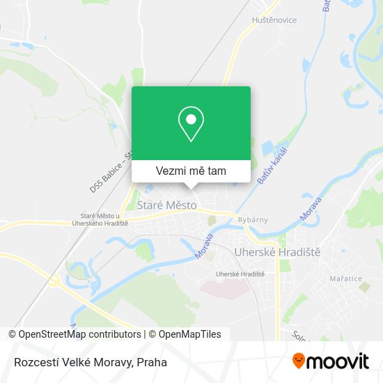Rozcestí Velké Moravy mapa