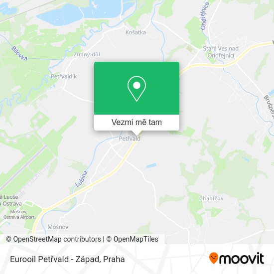 Eurooil Petřvald - Západ mapa