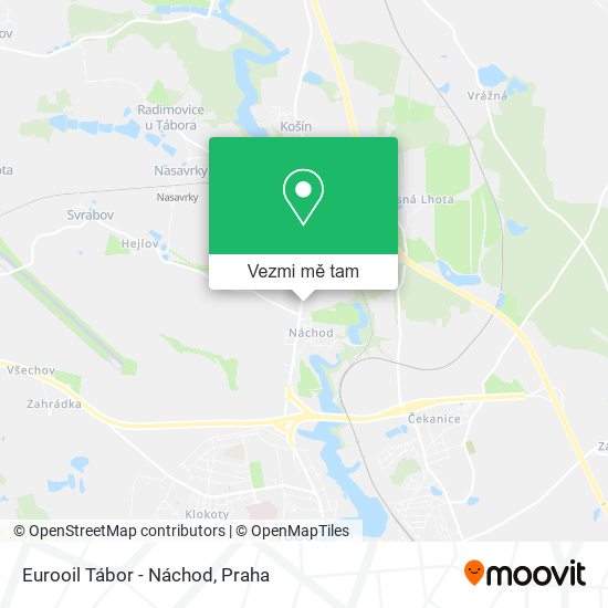 Eurooil Tábor - Náchod mapa