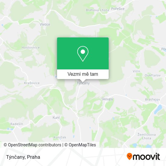 Týnčany mapa