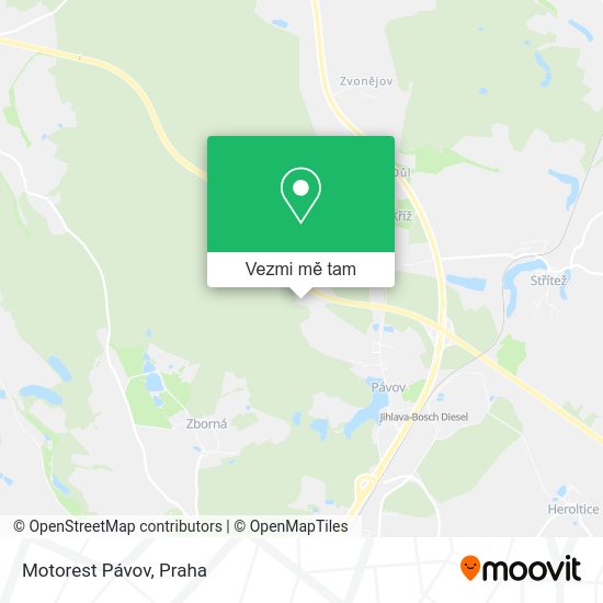 Motorest Pávov mapa
