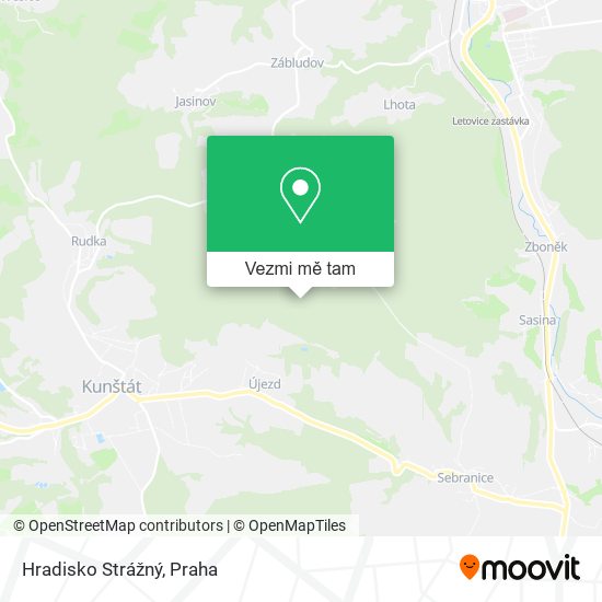 Hradisko Strážný mapa