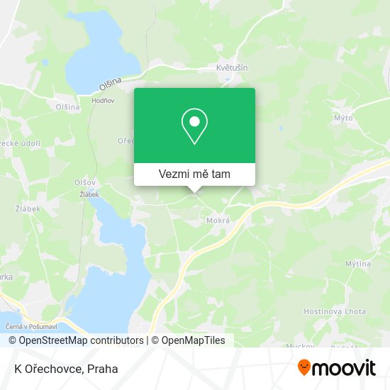K Ořechovce mapa
