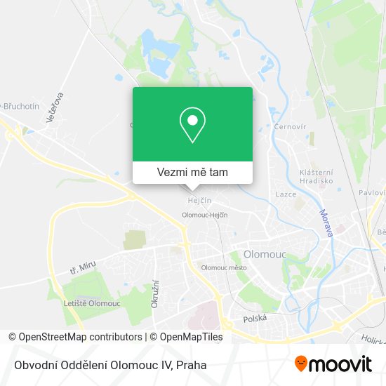 Obvodní Oddělení Olomouc IV mapa