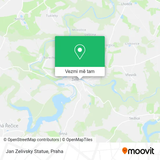 Jan Zelivsky Statue mapa