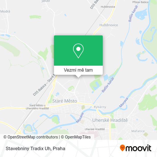 Stavebniny Tradix Uh mapa