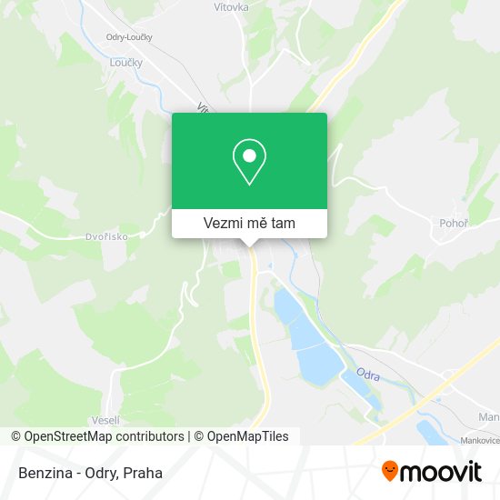 Benzina - Odry mapa