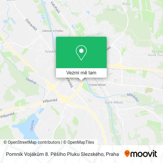 Pomník Vojákům 8. Pěšího Pluku Slezského mapa
