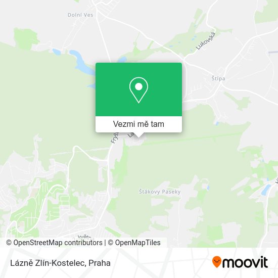 Lázně Zlín-Kostelec mapa
