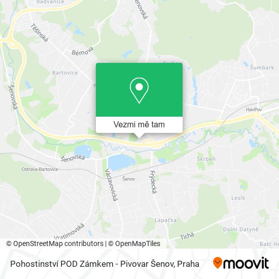 Pohostinství POD Zámkem - Pivovar Šenov mapa