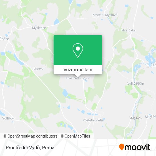 Prostřední Vydří mapa