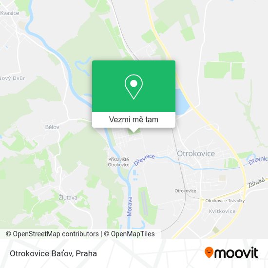 Otrokovice Baťov mapa