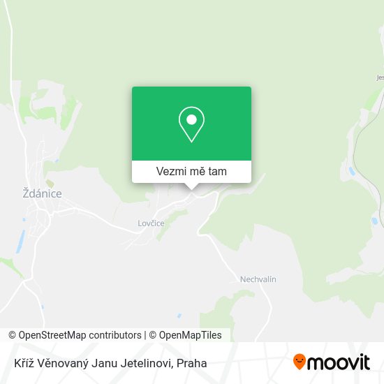 Kříž Věnovaný Janu Jetelinovi mapa