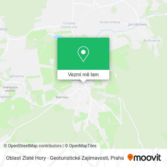 Oblast Zlaté Hory - Geoturistické Zajímavosti mapa