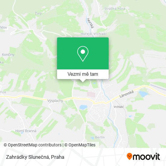 Zahrádky Slunečná mapa