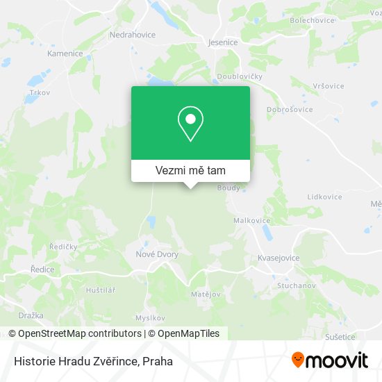 Historie Hradu Zvěřince mapa