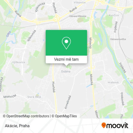 Akácie mapa