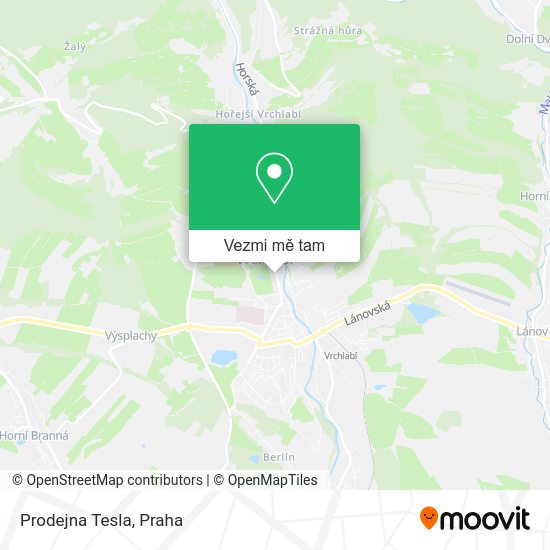 Prodejna Tesla mapa