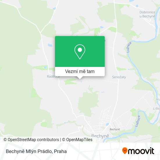 Bechyně Mlýn Prádlo mapa