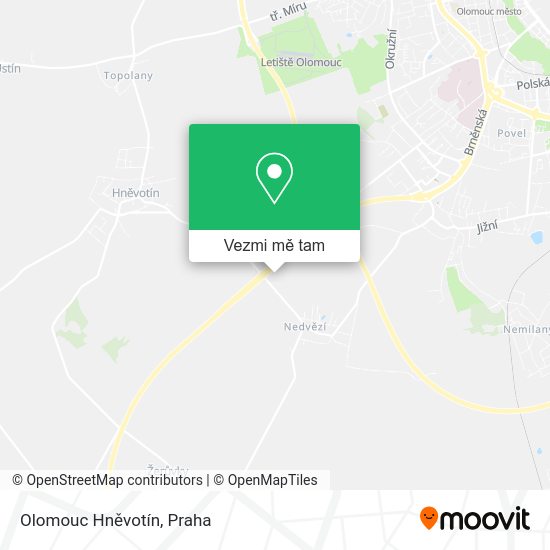 Olomouc Hněvotín mapa