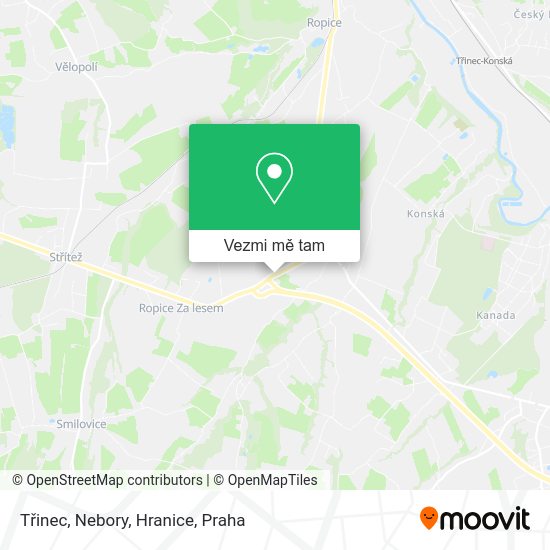 Třinec, Nebory, Hranice mapa