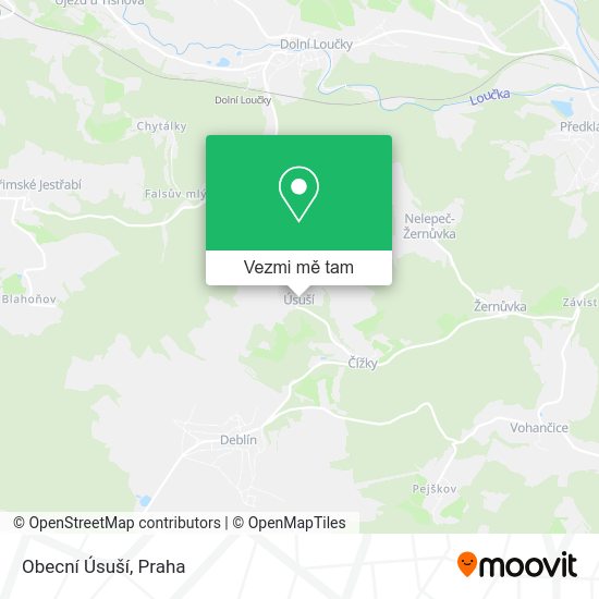 Obecní Úsuší mapa
