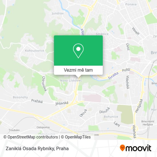 Zaniklá Osada Rybníky mapa