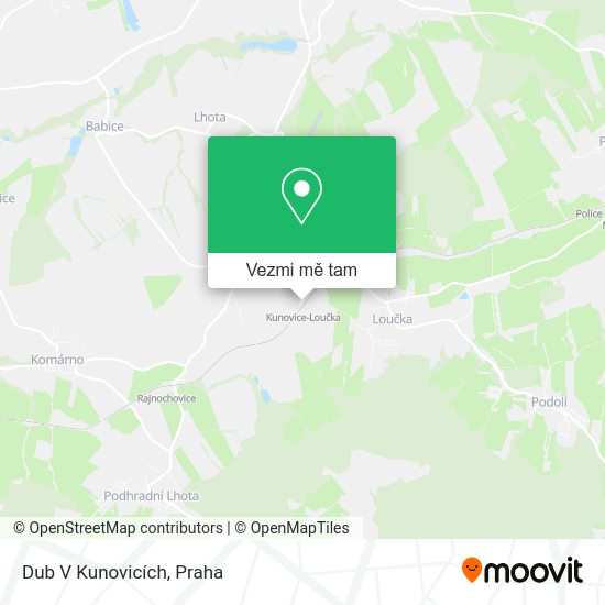 Dub V Kunovicích mapa