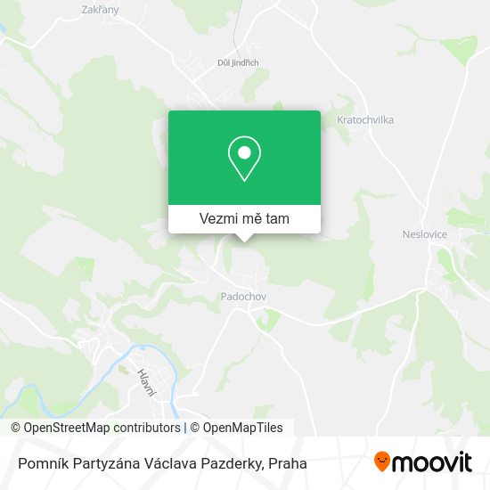 Pomník Partyzána Václava Pazderky mapa