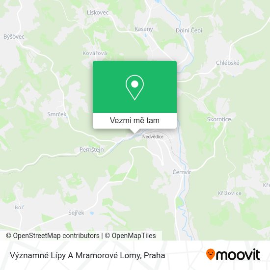 Významné Lípy A Mramorové Lomy mapa
