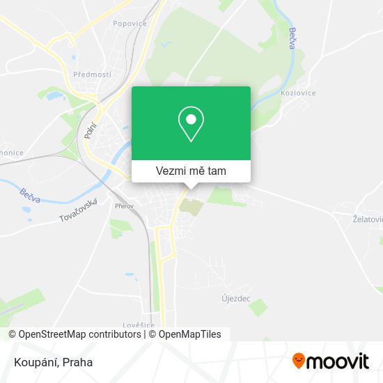 Koupání mapa