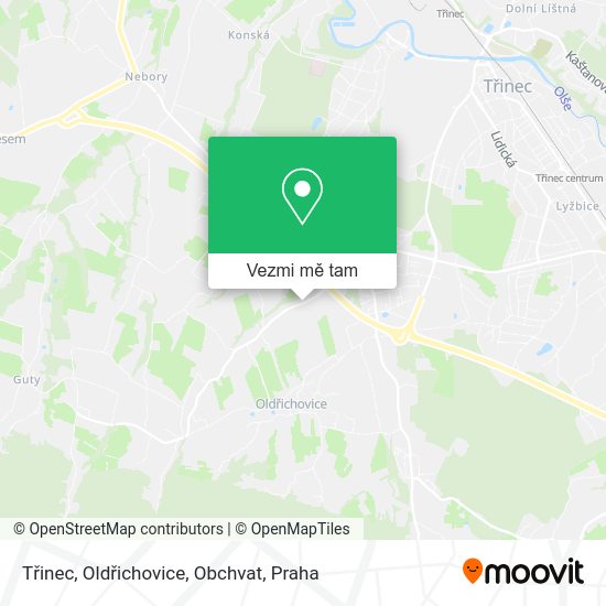 Třinec, Oldřichovice, Obchvat mapa