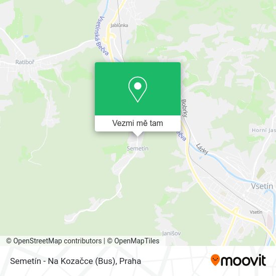 Semetín - Na Kozačce (Bus) mapa