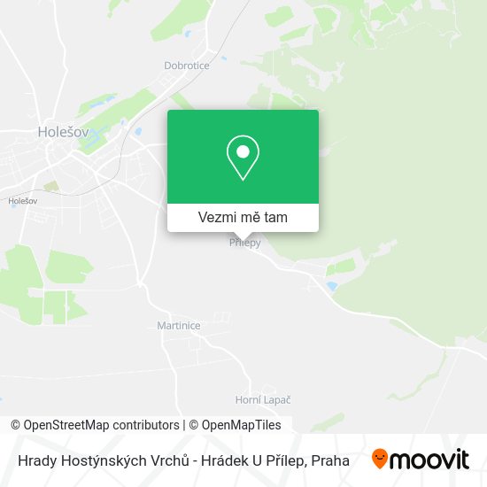 Hrady Hostýnských Vrchů - Hrádek U Přílep mapa
