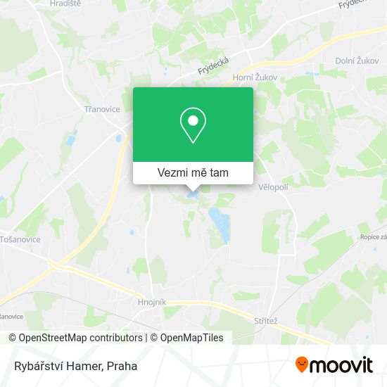 Rybářství Hamer mapa