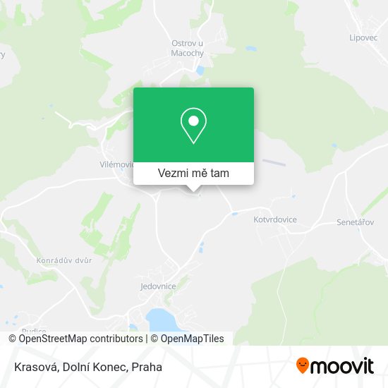 Krasová, Dolní Konec mapa