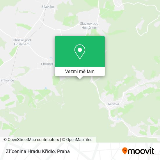 Zřícenina Hradu Křídlo mapa