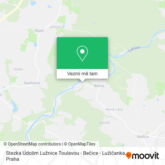 Stezka Údolím Lužnice Toulavou - Bečice - Lužičanka mapa