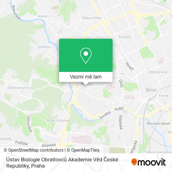 Ústav Biologie Obratlovců Akademie Věd České Republiky mapa