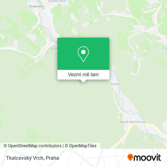 Tkalcovský Vrch mapa