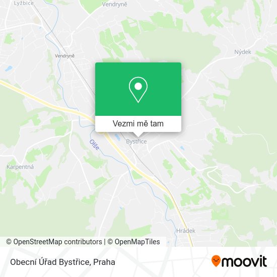 Obecní Úřad Bystřice mapa